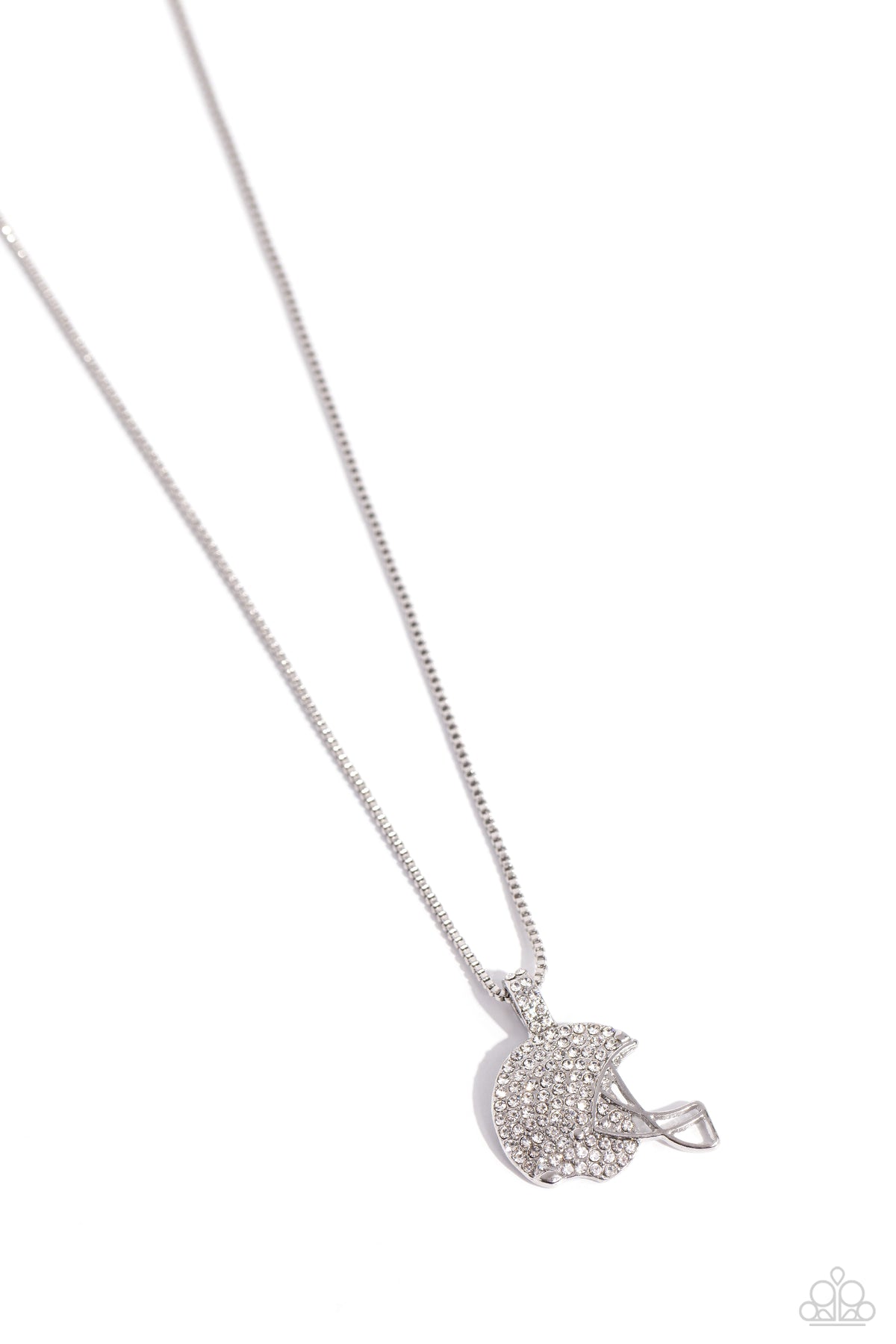 blingy football helmet images Touchdown Twinkle - White Rhinestone Silver Football Helmet Short Bring Back Necklace
