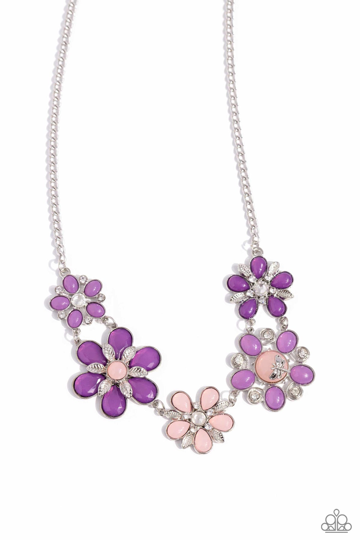 True Decadence embellished flower choker necklace in silver