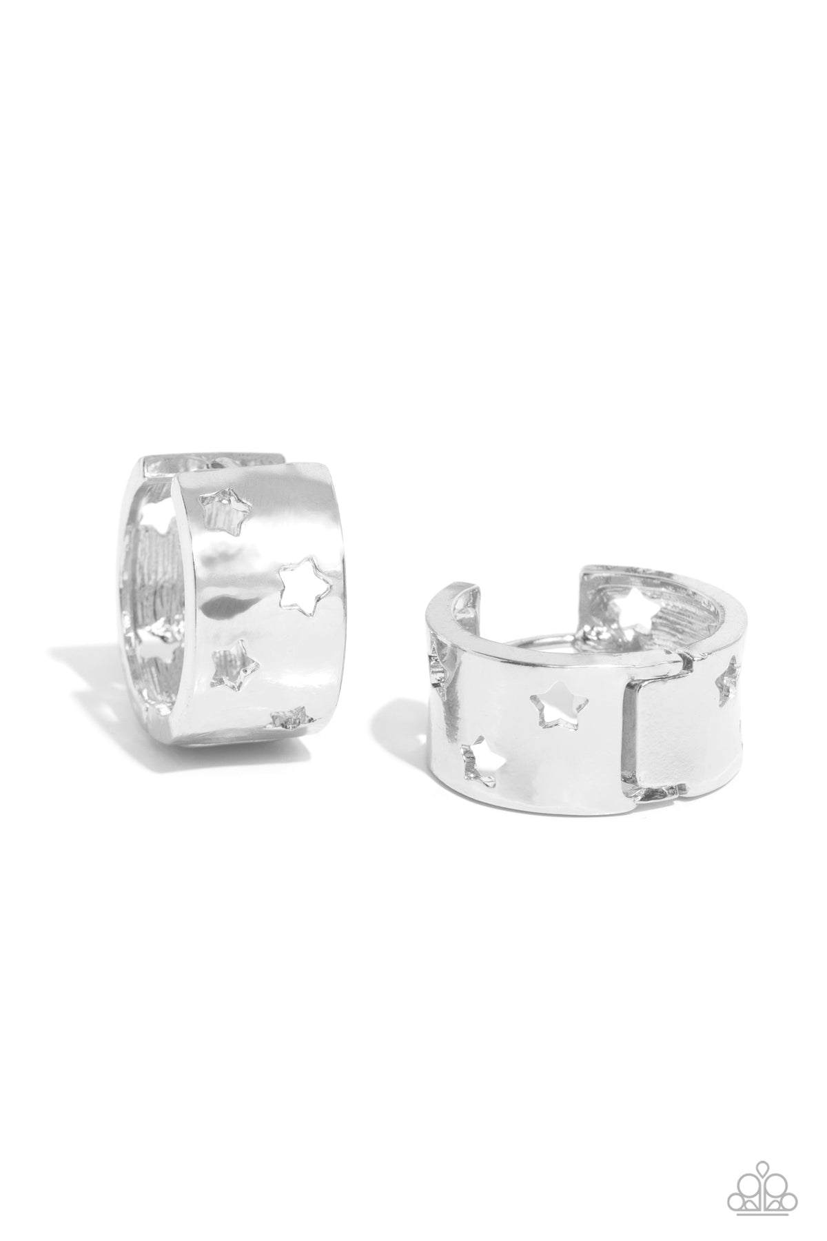 Setting the STAR High - Silver Star Hinged Hoop Earrings – Sugar Bee Bling  - Paparazzi Jewelry and Accessories