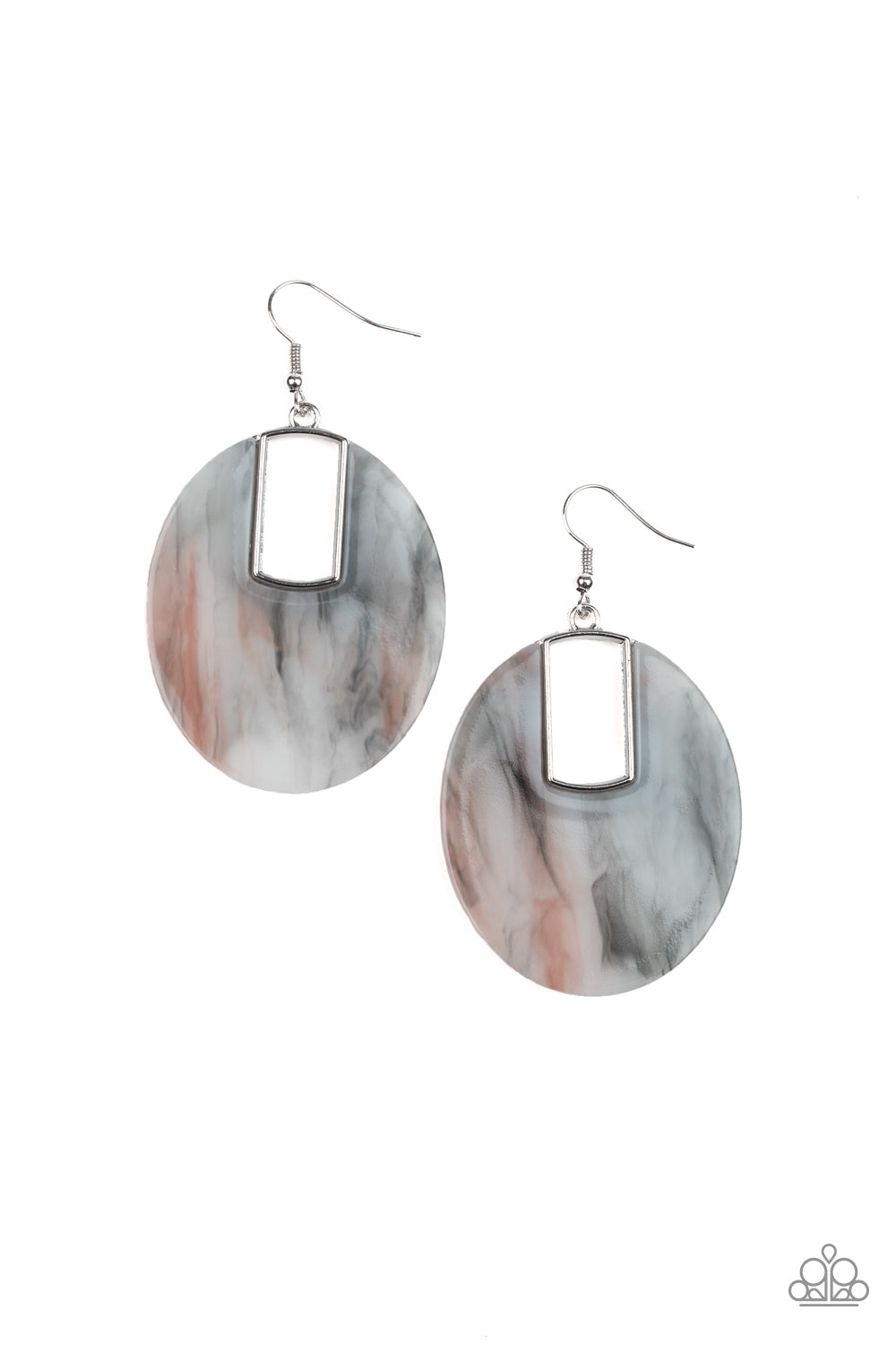 Haute Heiress Black And White Acrylic Earrings Paparazzi Smoke