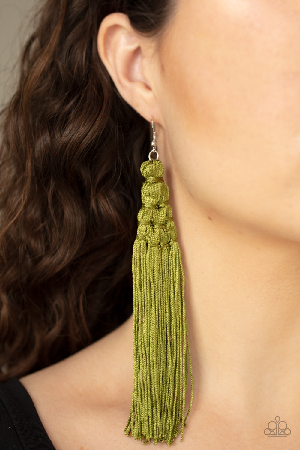 Magic Carpet Ride Paparazzi Green Guacamole Tassel Earrings