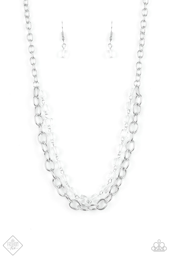 Paparazzi Block Party Princess White Silver Necklace Fashion