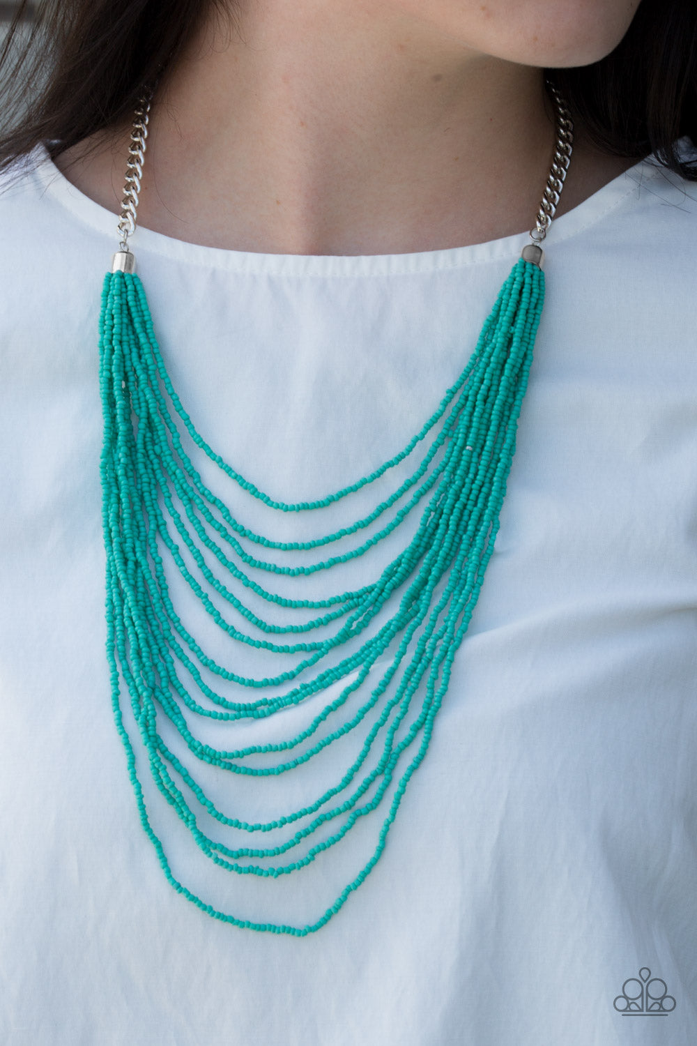 Paparazzi Bora Bombora Blue Turquoise Seed Bead Layered Necklace