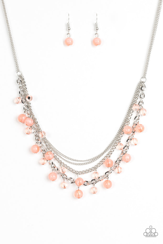Paparazzi Ocean Odyssey Orange Peach Silver Necklace – Sugar Bee
