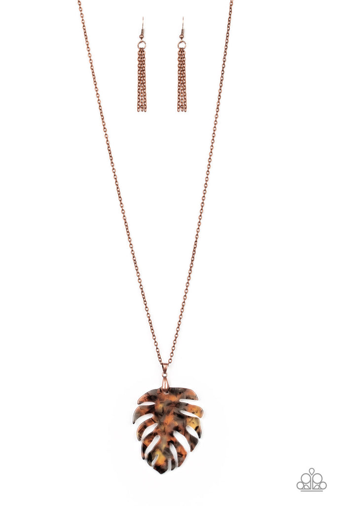 Copper leaf store necklace paparazzi