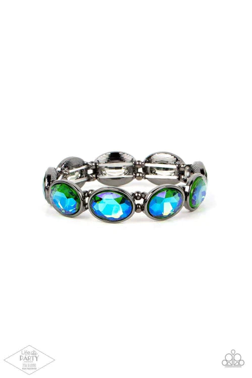 Diva in Disguise Blue Oil Spill Multi Gunmetal Bracelet
