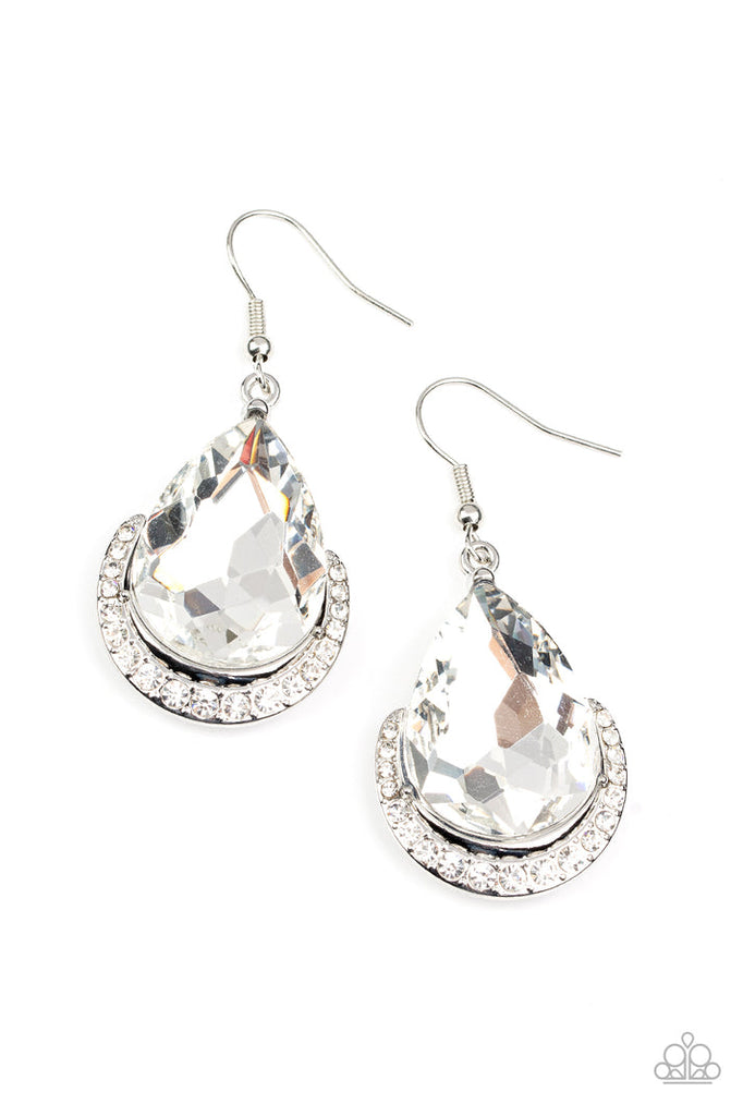 Incredibly Iconic - White - Silver Earrings - Paparazzi Accessories